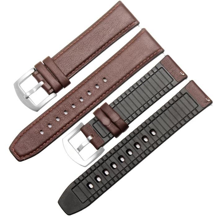 TALI JAM STRAP KULIT KARET LEATHER RUBBER HUAWEI WATCH GT GT 2 46MM - Brown