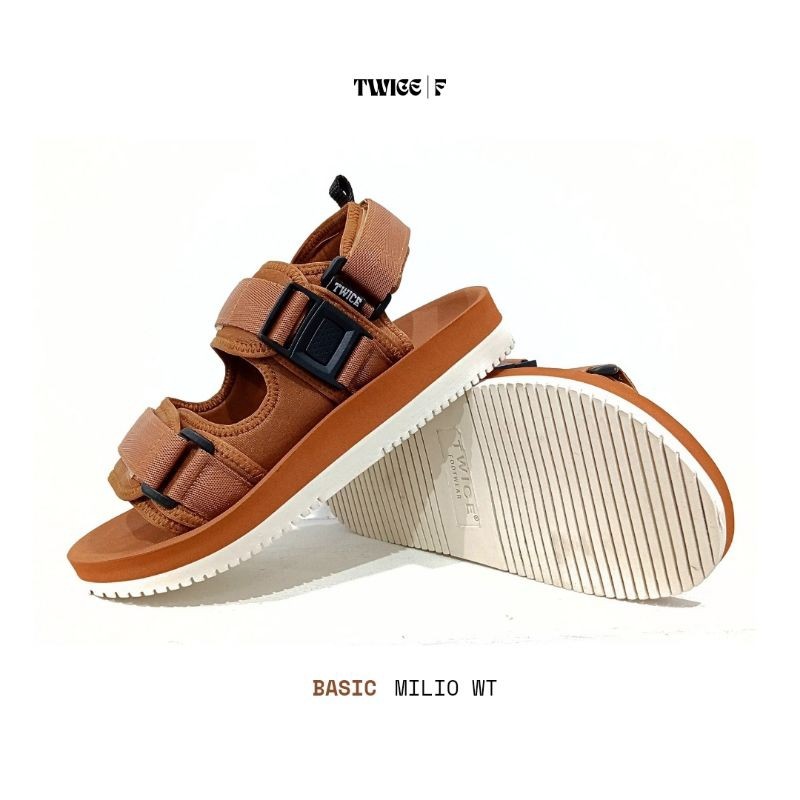 Custom TradeMark | TWICE MILIO WT | Sandal Unisex | Sandal Traveling | Sandal Casual | Sandal Pria G