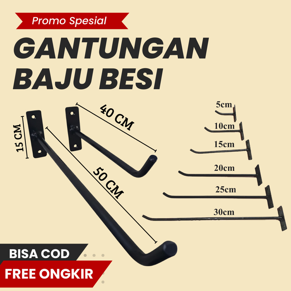gantungan baju dinding besi serbaguna kaitan besi