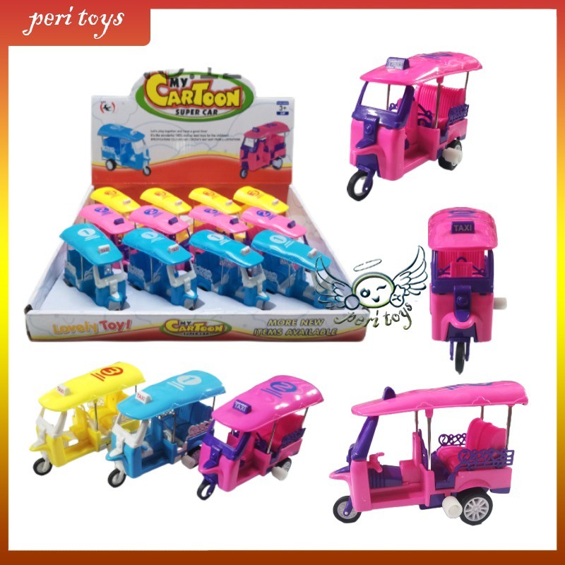 Mainan Becak Mini Tarik Putar Anak Wind Up Tuk Tuk Toy Mekanik Tanpa Baterai Souvenir Kado Anak Mura
