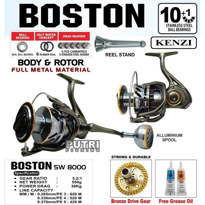 REEL KENZI BOSTON SW 8000 Full Metal Saltwater 10+1 bearings Power Drag 30Kg Spinning Premium Free R