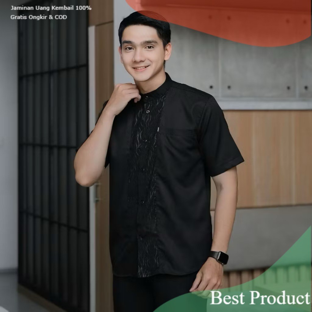 PREMIUM - Baju Koko Embos Mahogany Burgundy Terbaru 2026- pakaian pria lainnya