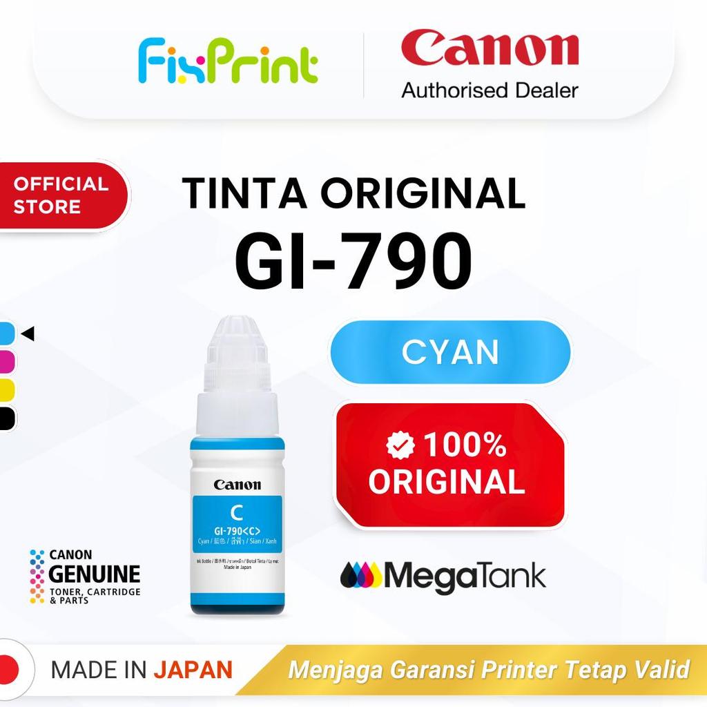100% ORIGINAL Tinta Canon GI 790 Cyan - Printer G1010 G2010 G3010 G4010 - Tinta Asli