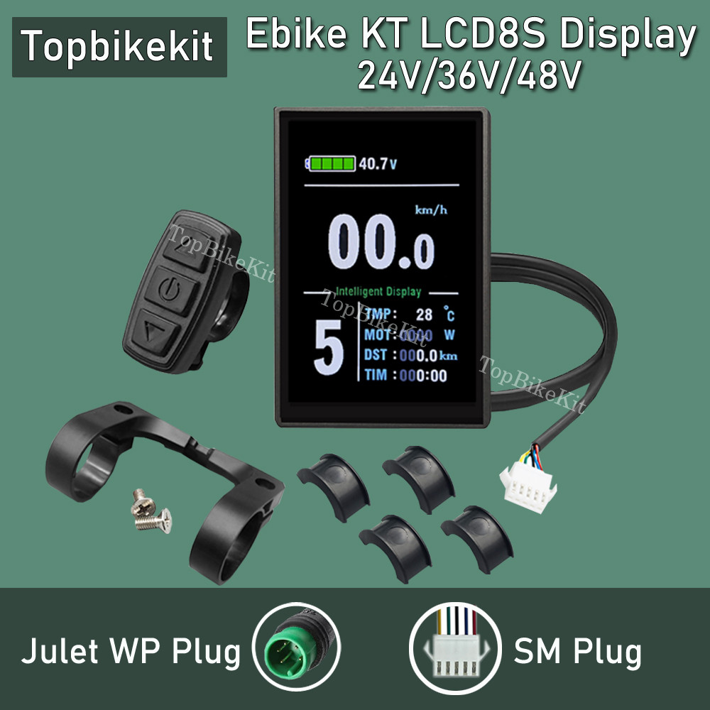 Layar LCD Ebike KT LCD8S LCD3/4/5//8/9/10/11 LED890 900S dengan Konektor 5Pin Julet WP atau SM 24V/3