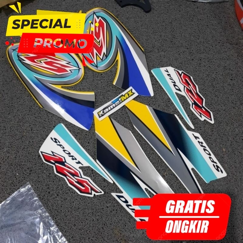 Striping Motor Suzuki TS125 Full Set Sticker Body Trail Premium Biru Kuning