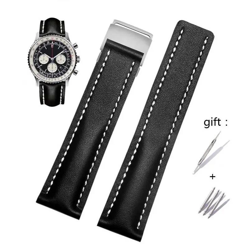 22/24mm Fit for Breitling Strap Italy Genuine Leather watch band Premier B01 Colt Chronograph Avenge