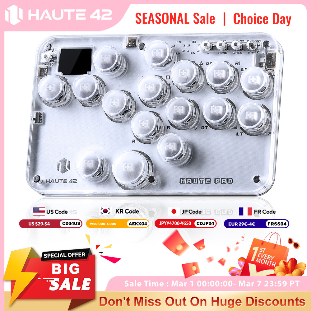 Haute42 Mini Hitbox Leverless Controller FightStick Leverless For PC/PS4/PS5 Stickless Arcade Stick 