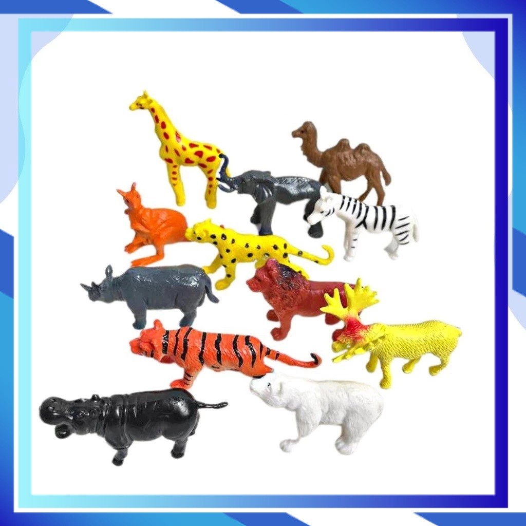 (RO) CBD MAINAN HEWAN KARET SET ISI 12 PCS  WILD ANIMALS / Mainan Hewan Karet / hewan miniatur zoo t