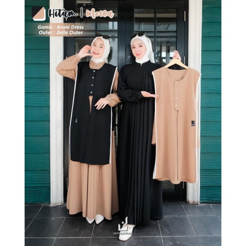 ARUNI DRESS ZELLA OUTER BY.ANNASHIHAH/TWO IN ONE/GAMIS ARUNI&ZELLA OUTER MATT SABRINA BEST PREMIUM M