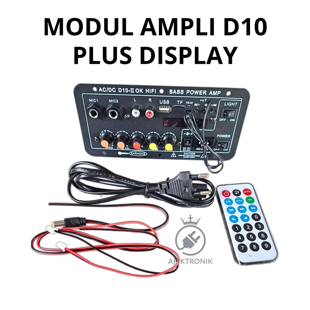 Modul Amplifier D10 Plus Display MP3 Bluetooth untuk Speaker Aktif