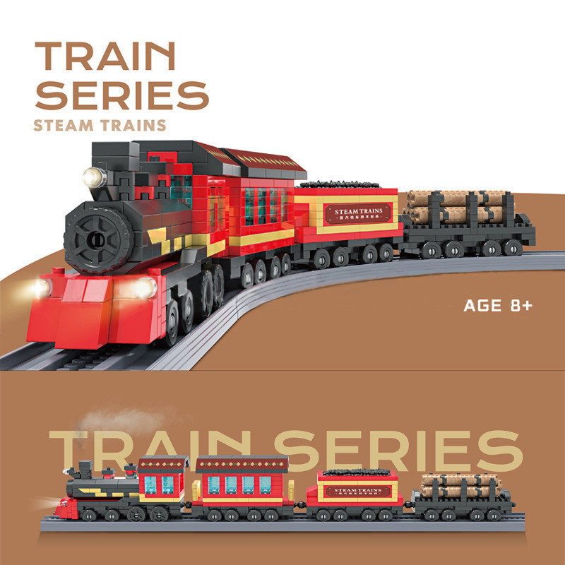 Tersedia ~ Mainan Balok Bangunan Kereta Api Retro - Kereta Api Cepat, Model Kereta Api Miniatur deng