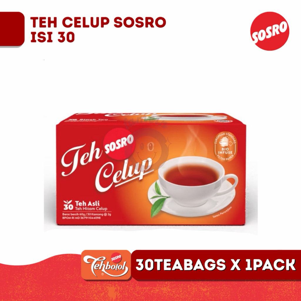 SOSRO Teh Celup Isi 30 Bag 3 Rasa Daun Teh Pilihan 50g Minuman Teh Hitam 1 Pack PAKET SEMBAKO MURAH 