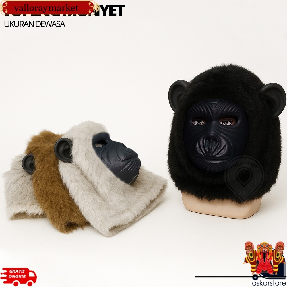 TOPENG MONYET BULU REALISTIS DEWASA | Masker Gorila Cosplay Kostum Karnaval Lucu Viral VLM -58