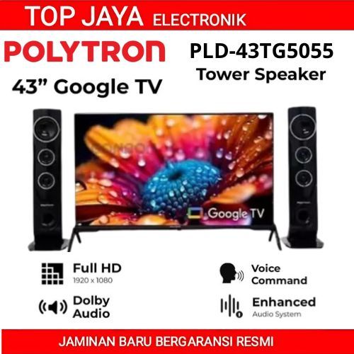 TV ANDROID 43 INCH POLYTRON PLD 43TG5055 CINEMAX SPEAKER TOWER /TV 43 INCH ANDROID POLYTRON DIGITAL 