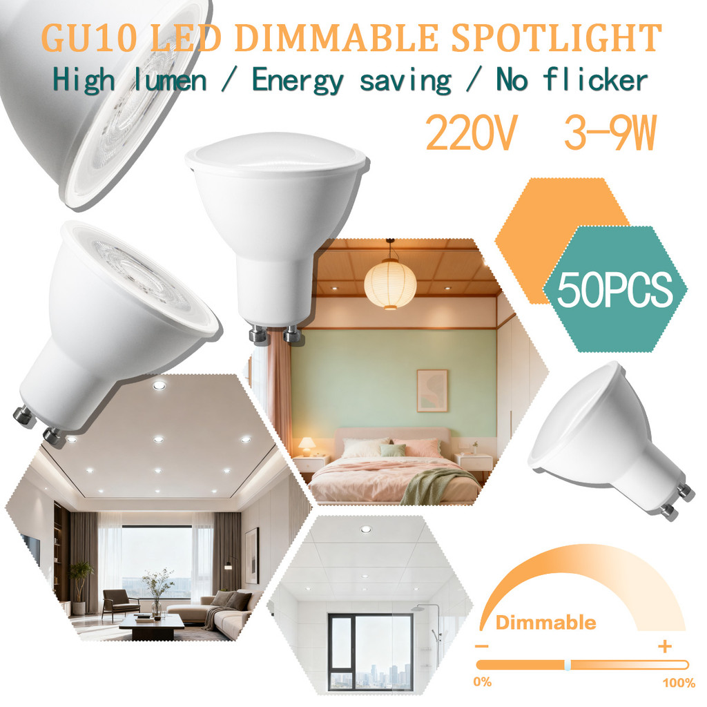 50PCS mmable GU10 LED Spotlight Bulbs 9W 7W 5W 3W Natural Lighting 3000K 4000K 6000K Lighting Bulb G
