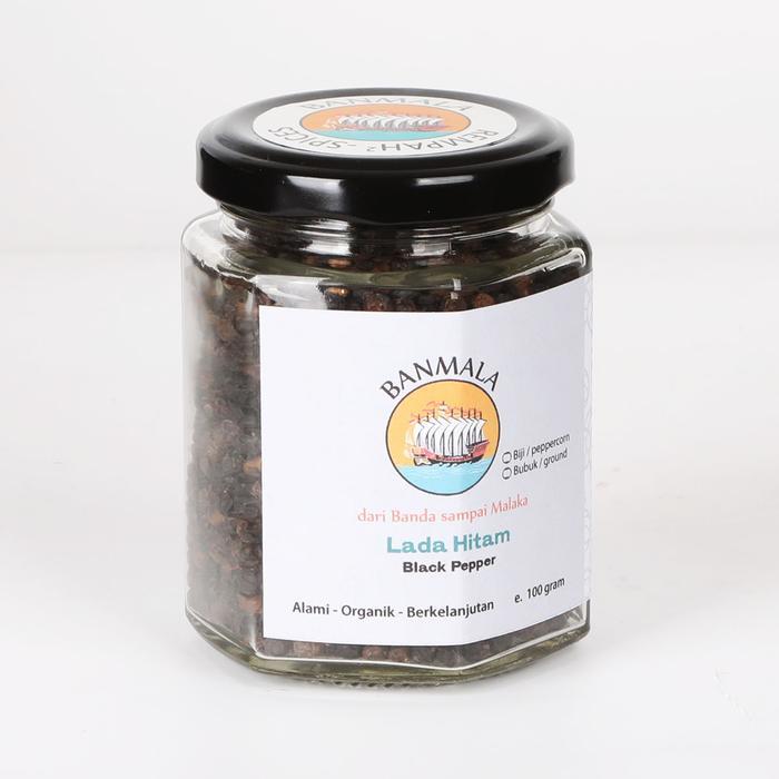 Banmala Spices Lada Hitam Premium 100g Biji Botol Kaca Jar Siap Giling Pedas & Aroma Rempah Kental A
