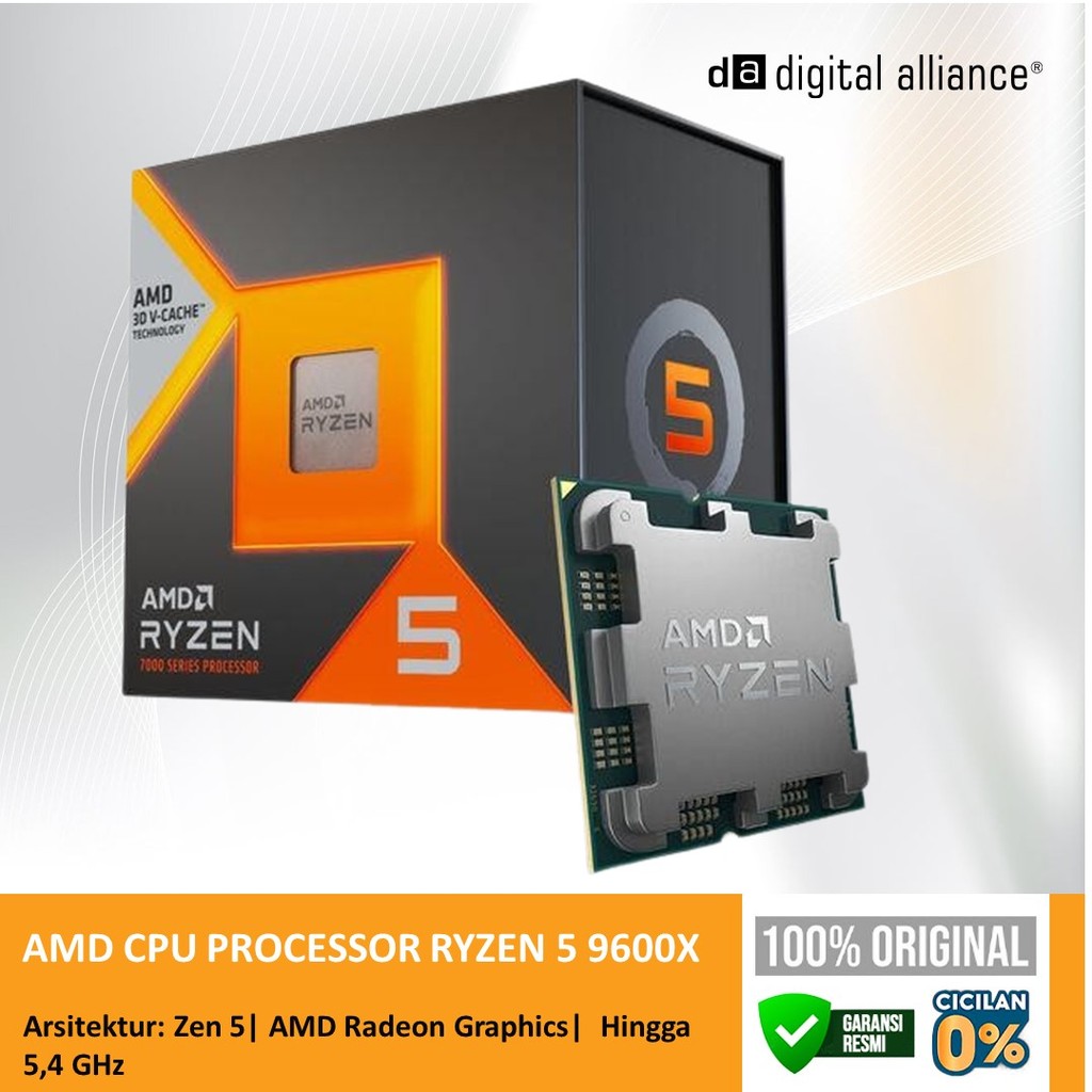 AMD CPU PROCESSOR RYZEN 5 9600X (6C/12T + 3.9-5.4GHZ) 32MB CACHE TDP 65W AM5 3Y TRAY