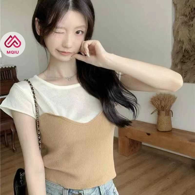 MQIU - Baju Blouse Knit Top Atasan Wanita Korean Style 2 Warna BJ2