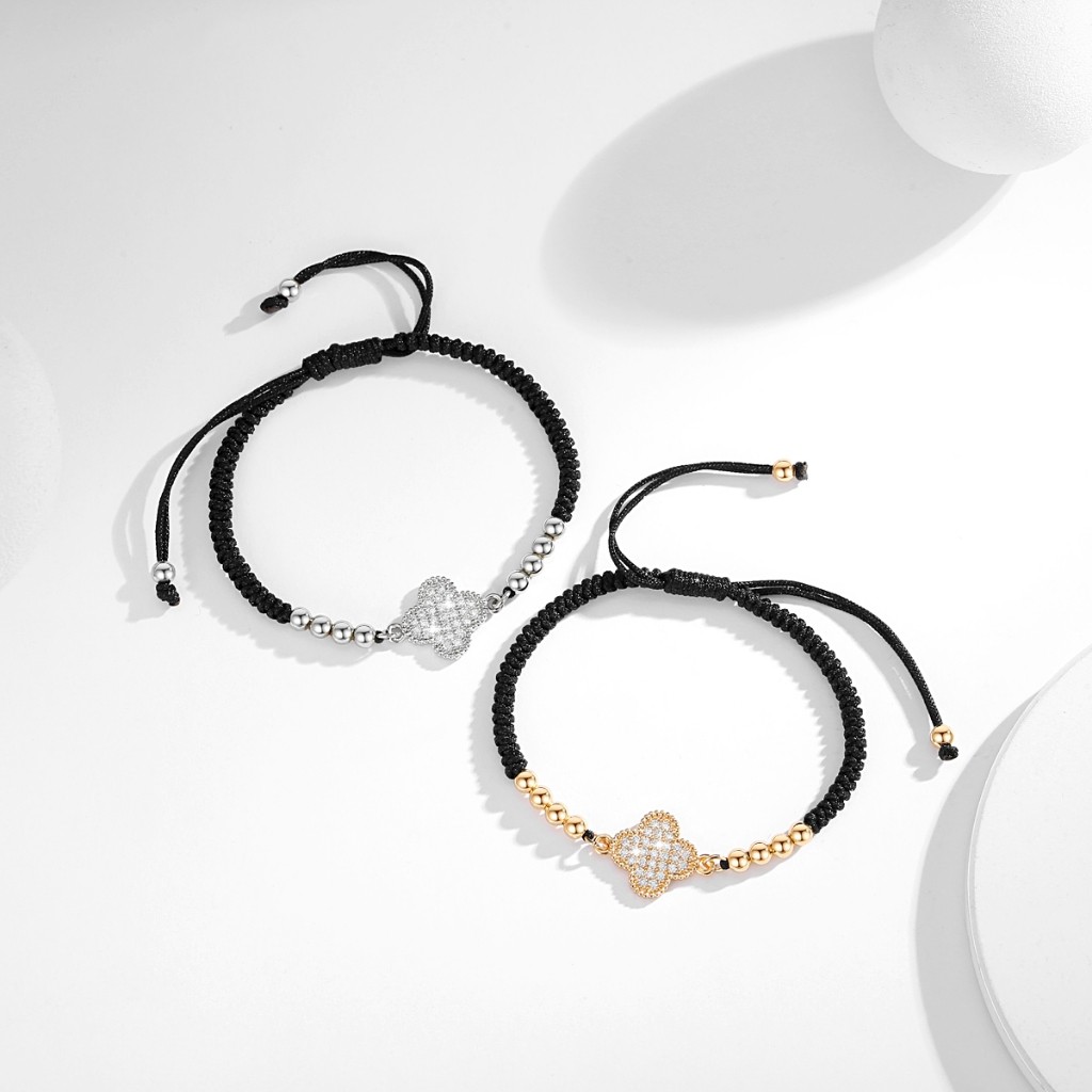 Lanme Jewelry Gelang Semanggi Titanium Tali Hias Anti Karat Korea Aksesoris Fashion Wanita LM601