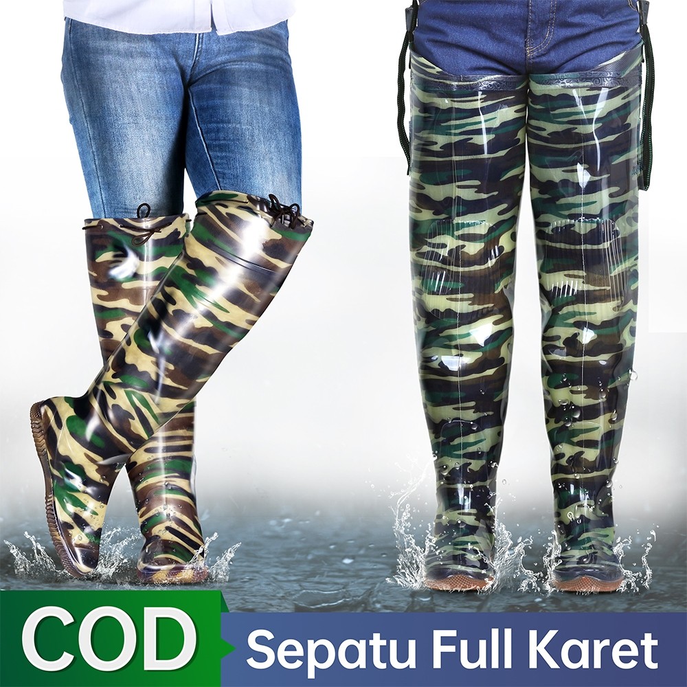 Sepatu Boots Tahan Air Full Karet Anti Ular untuk Petani Panjang Pria Super Awet