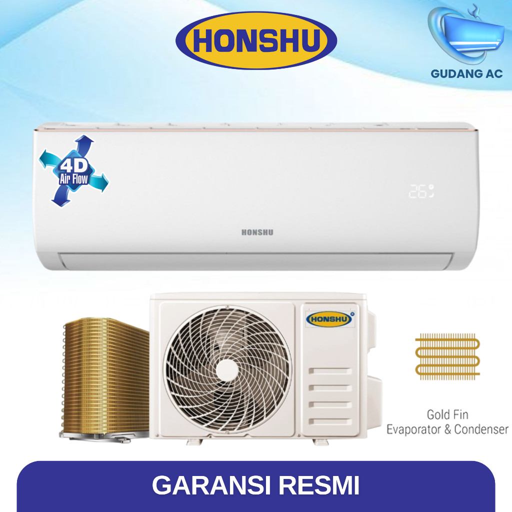 SL AC Honshu 1/2 PK Gold Fin R32 4 Way Swing HSWS05DS Deluxe Series