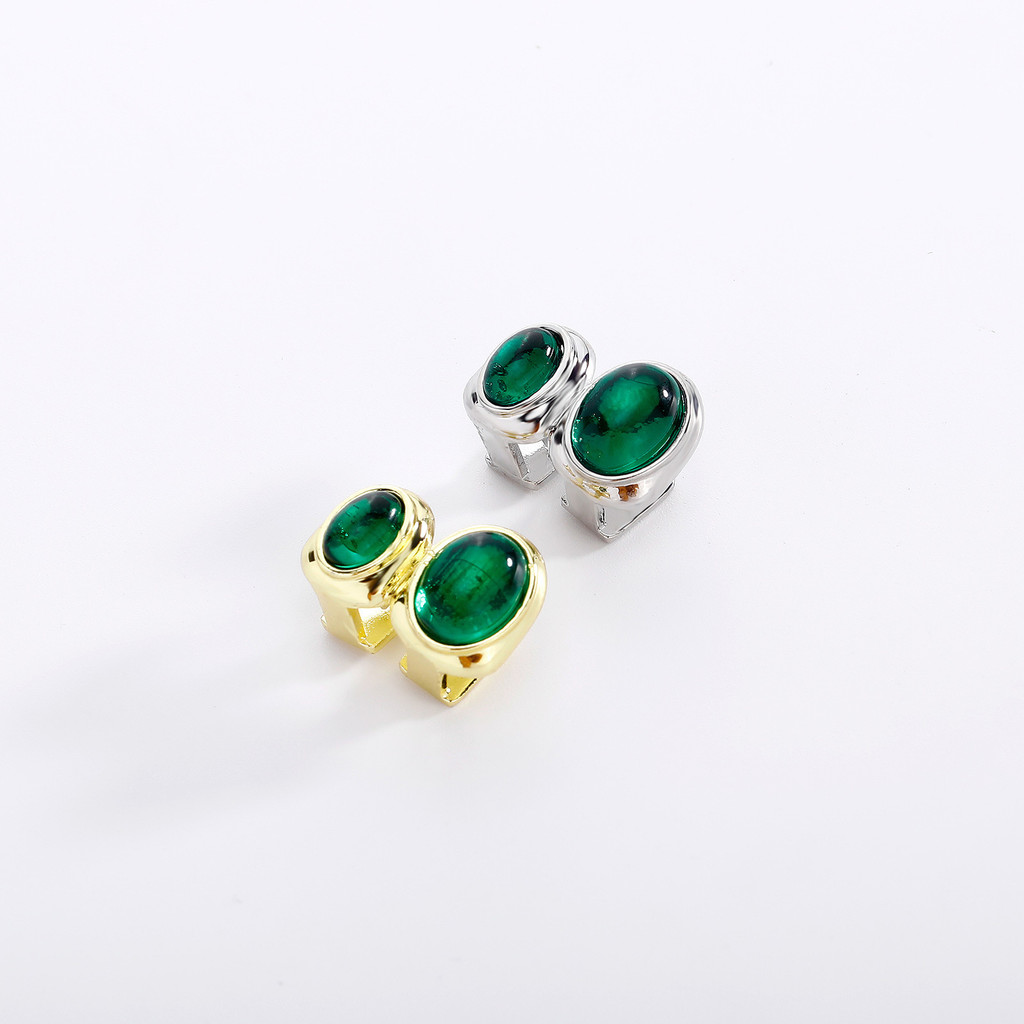 Kawat gigi emas asli berlapis zamrud dua baris berongga Gigi hip-hop Halloween