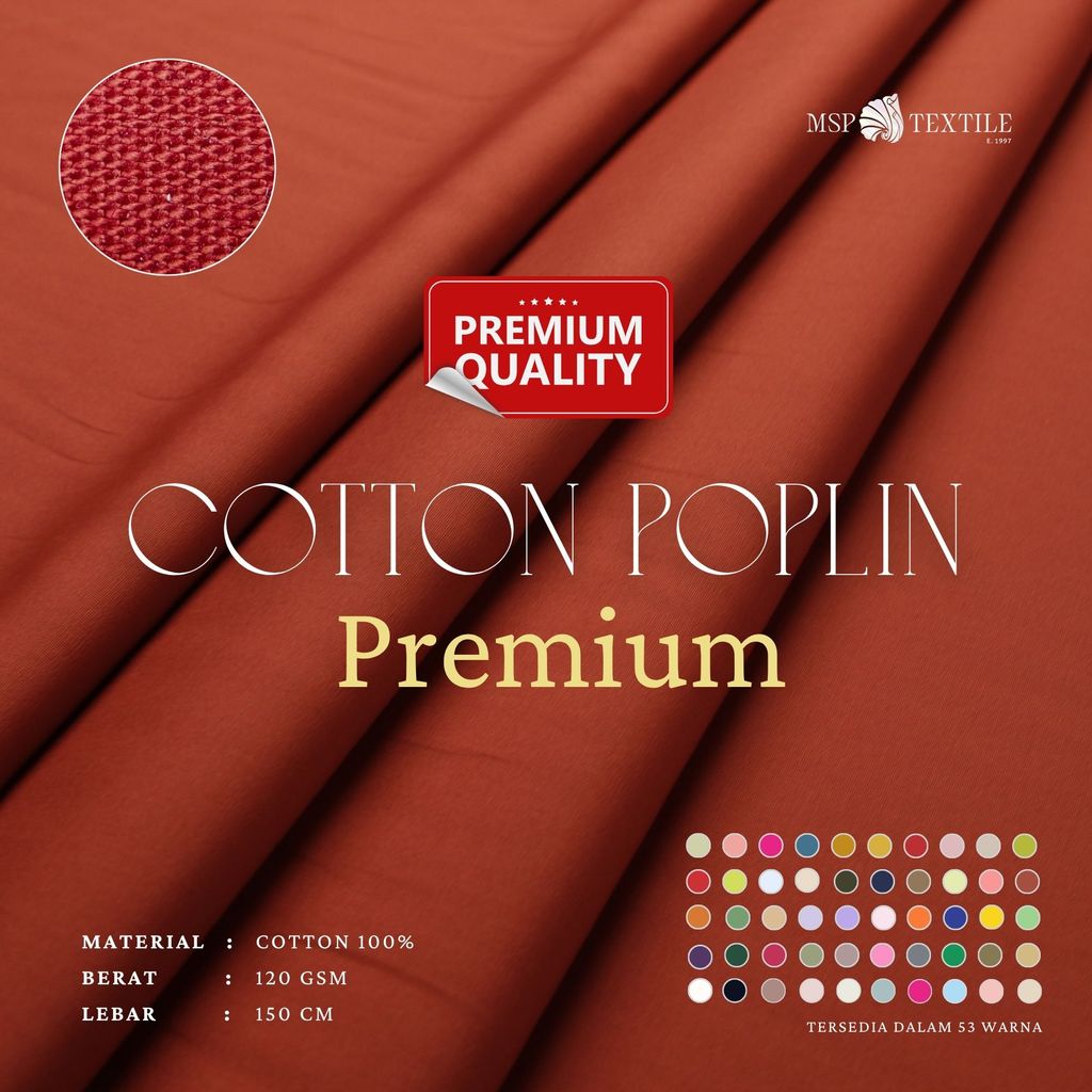 KAIN POPLIN WARNA  KATUN ADEM COCOK UNTUK SERAGAM GAMIS PIYAMA