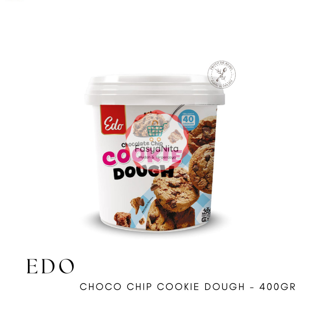 Edo Chocolate Chip Cookie Dough 400gr - 40 Pcs - Fasyanita Online Fresh Mart Denpasar