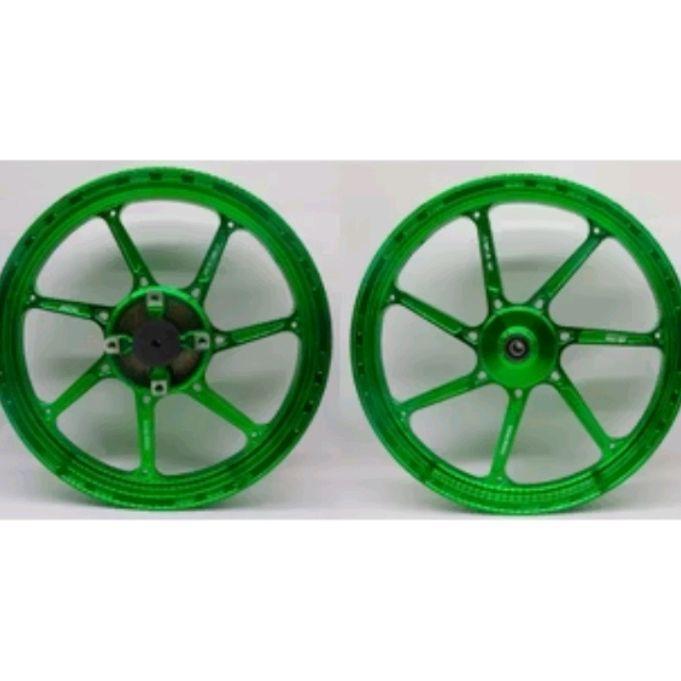 Velg CNC NINJA R SS Depan Belakang Palang 7 Premium CNC - HIJAU