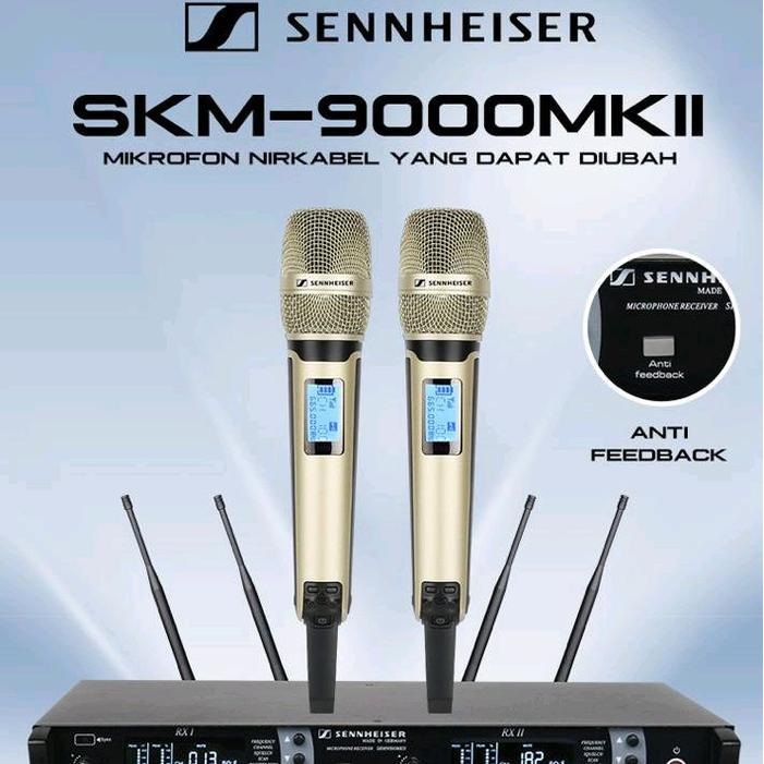 Sennheiser Mic Sennheiser SKM-9000 Wireless Vocal Set Profesional 2 Unit Mic Pegang Digital 1 Unit K