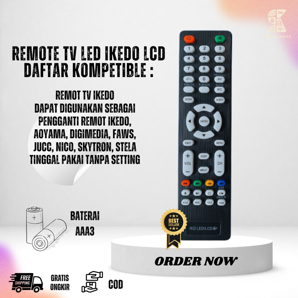 REMOTE IKEDO AOYAMA LCD LED UNIVERSAL