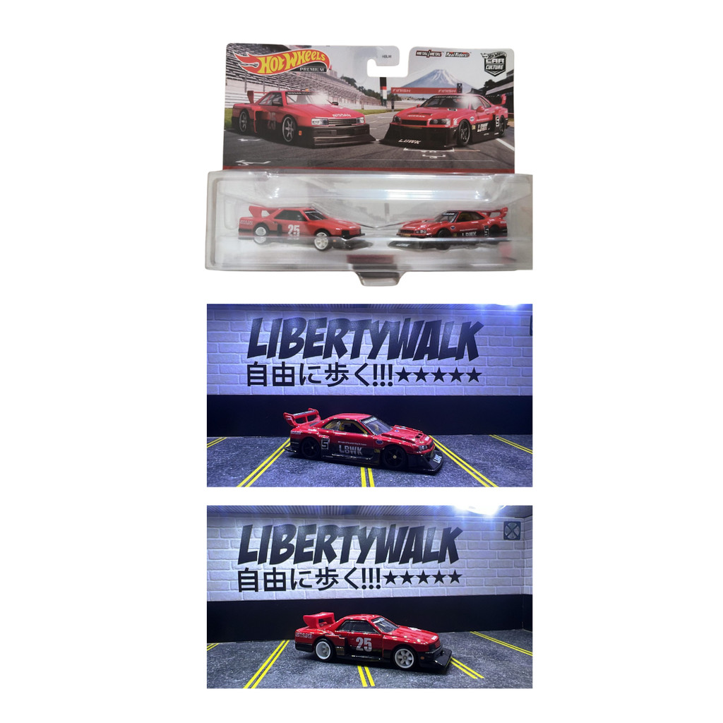 Hotwheels Premium Two Pack & Loose Red Nissan R34 LBWK Merah SNI Original Mattel