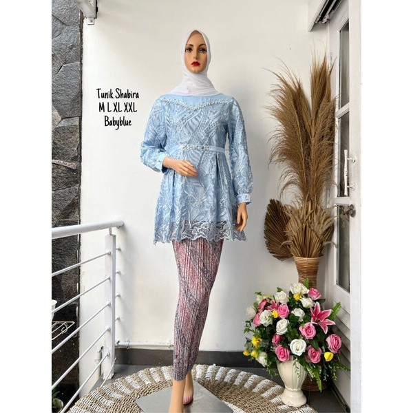 set tunik shabira payet mutiara