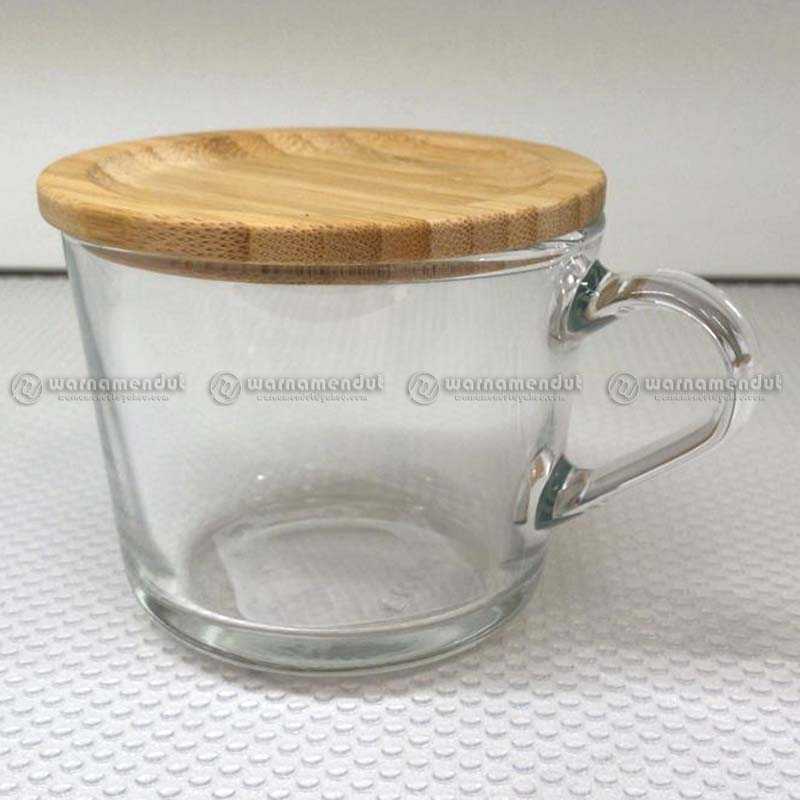 WMO IK60279725 Mug gelas minum kaca bening dg tatakan 24 cl