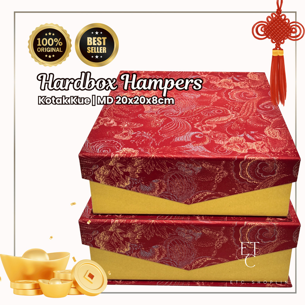 Box Hamper Magnet Dasi Wallpaper 20x20x8cm | Kotak Kue Hardbox | Imlek | Natal | Idul Fitri