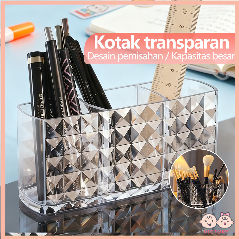 Victoky Rak Tempat Brush Tempat Kuas Makeup Kosmetik Kapasitas besar Holder Kosmetik Box Transparan