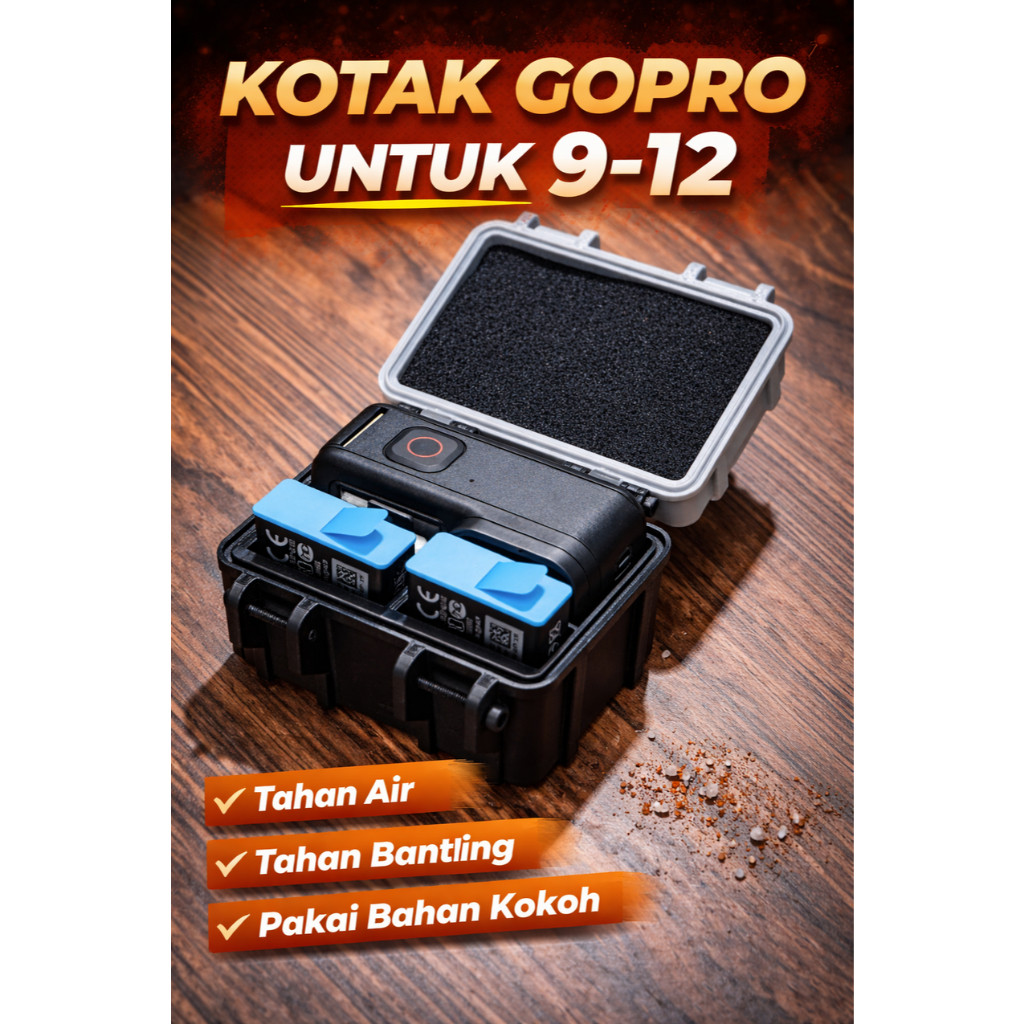 3D print Rugged Box Gopro 9-12 / Case Gopro 9-12 / kotak Penyimpanan Gopro