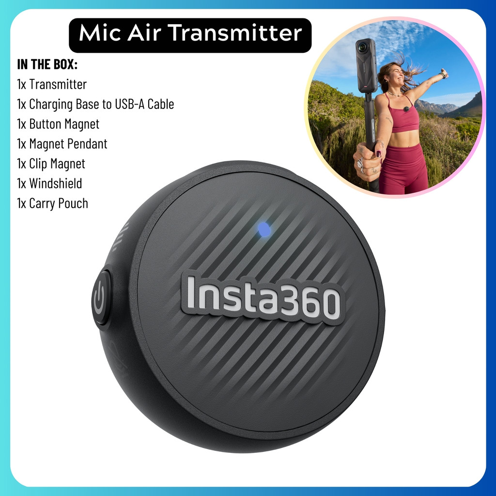 Insta360 Mic Air Mini 7.9g 48kHz Magnetic Transmitter Audio Microphone For Insta 360 X5 X4 Air Ace P