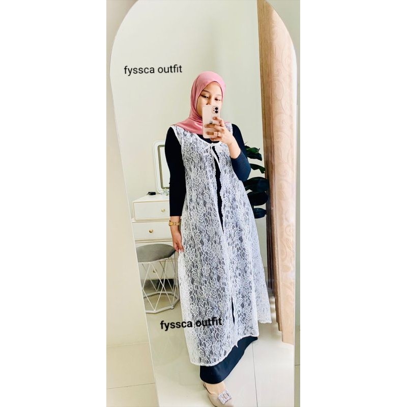 TERLARIS outer brukat / outer brukat kondangan panjang tanpa lengan / cardigan brokat panjang by fys
