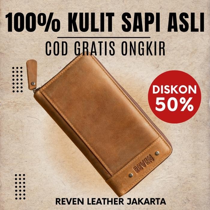 Eiger Wallets - Reven Leather Jakarta - Abimana Mini Pouch Dompet Panjang Pria Kulit Sapi Asli Free