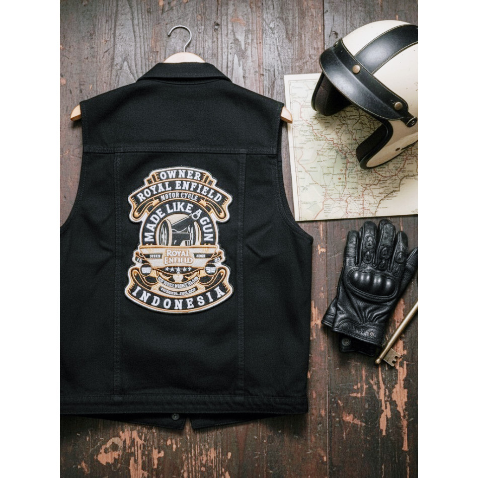 Rompi Jeans Royal enfield/rompi jeans/rompi anak motor/vest pria/rompi bahan denim