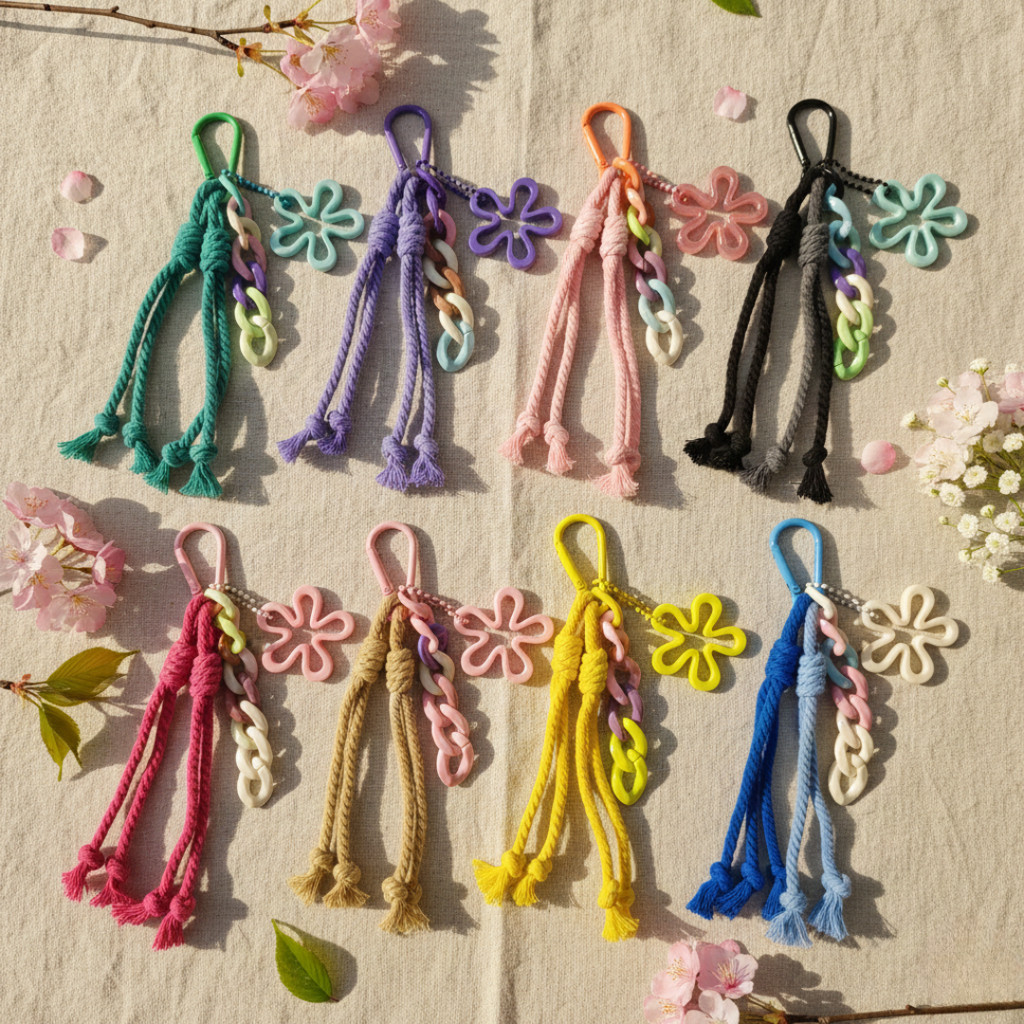 WANABY_STORE - Bag Charm Keychain Macrame Aesthetic Akrilik Spongbob Bag Charm Keychain Rantai Akril