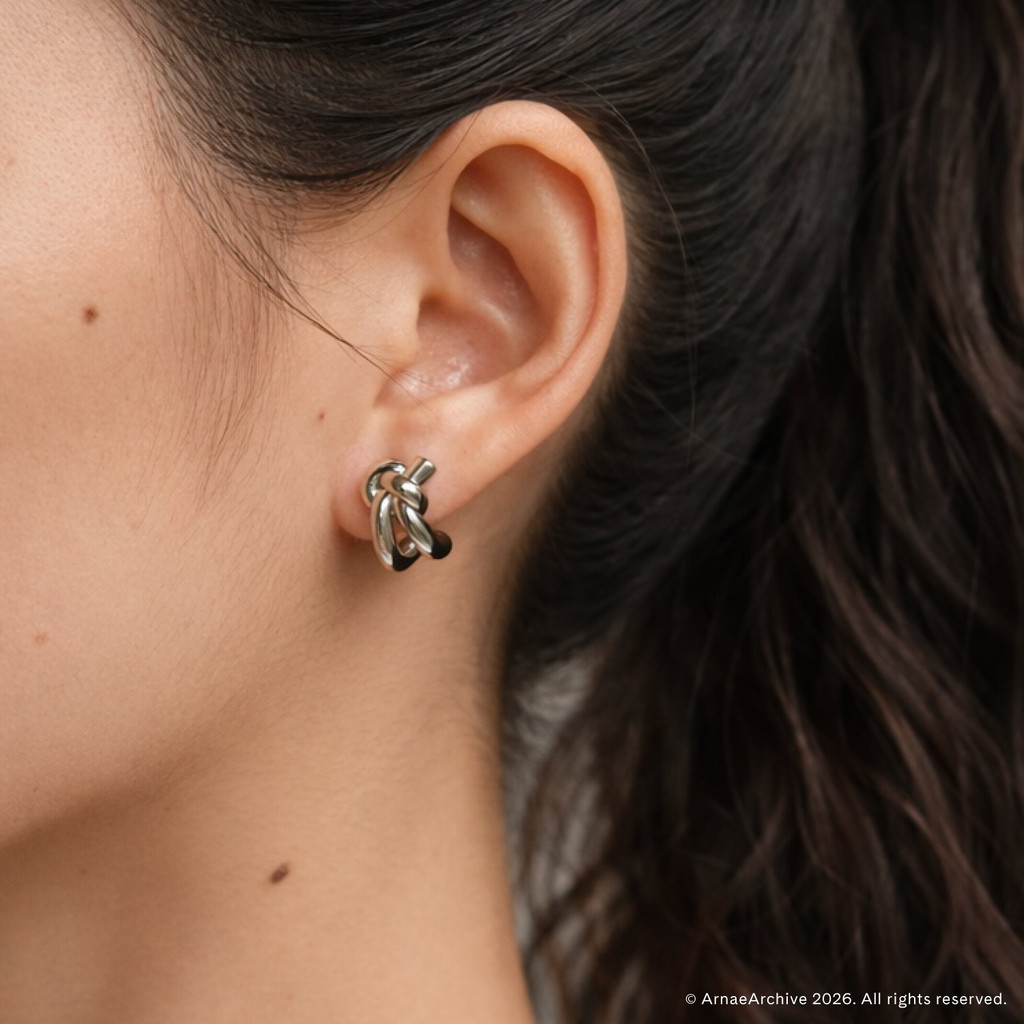 Arnae Archive — Bound Form Earrings — Anting Hoop Unisex Premium Stainless Steel Anti Karat