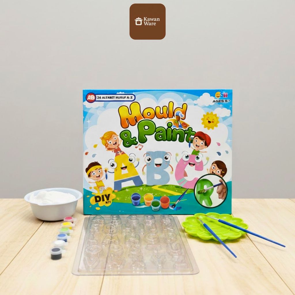 KAWANWARE Mainan Edukasi Anak Mould & Paint Huruf ABC SH 163 – Mewarnai Gipsum Alfabet