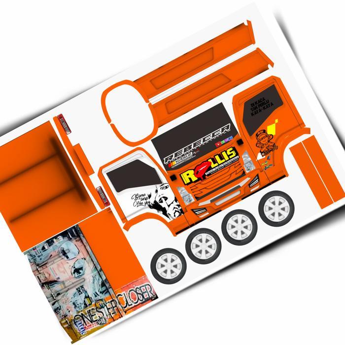 pola stiker papercraft mobilan miniatur truk oleng rollis 2 lembar