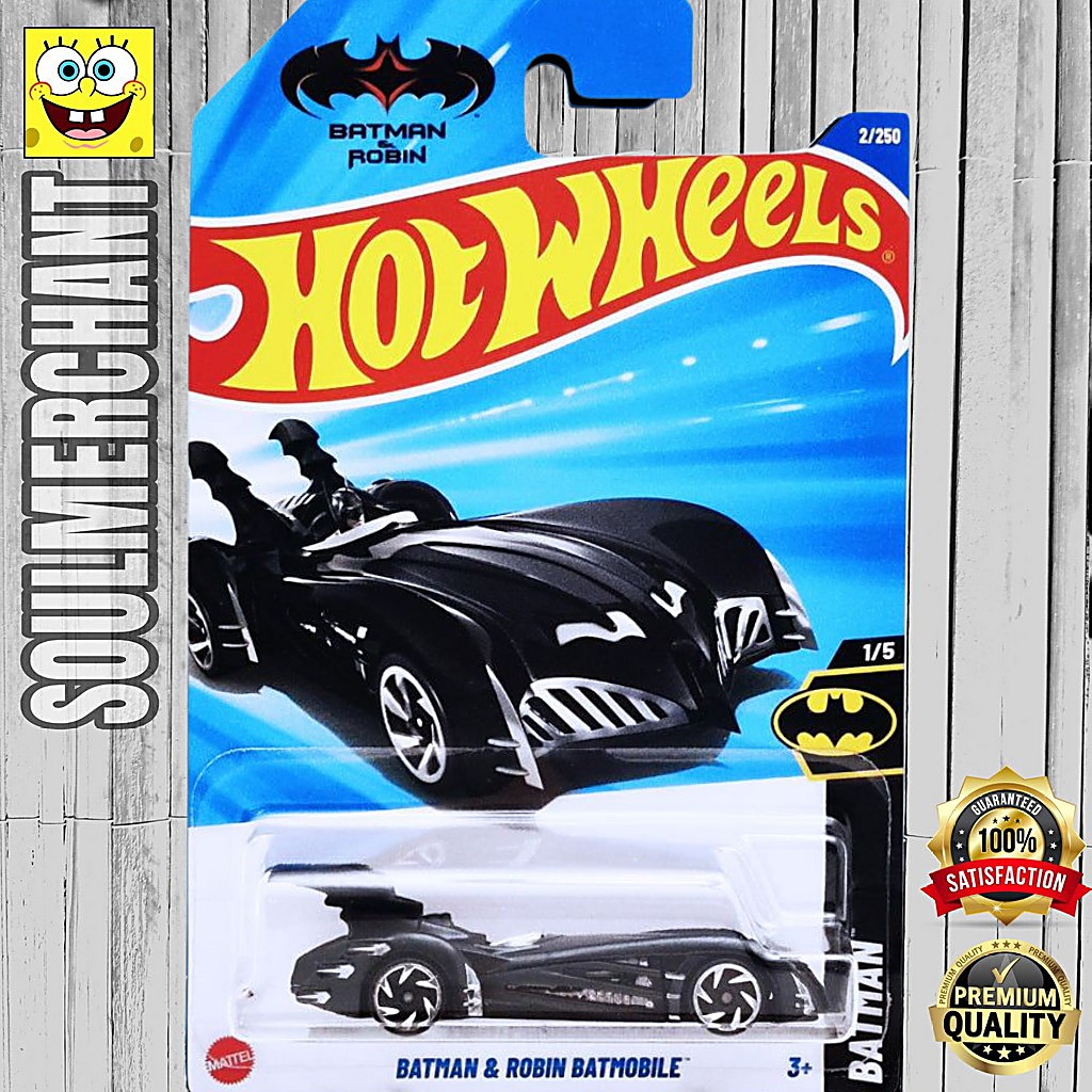 Hot Wheels Batman & Robin Batmobile Hitam Diecast Mobil Batman dan Robin