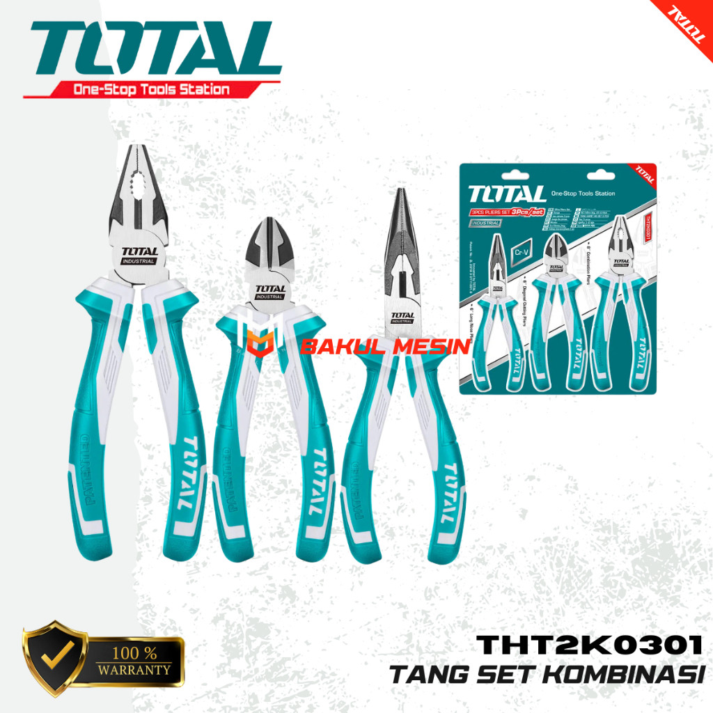 TOTAL THT2K0301 Tang set tang potong lancip kombinasi 3 pcs Pliers Set