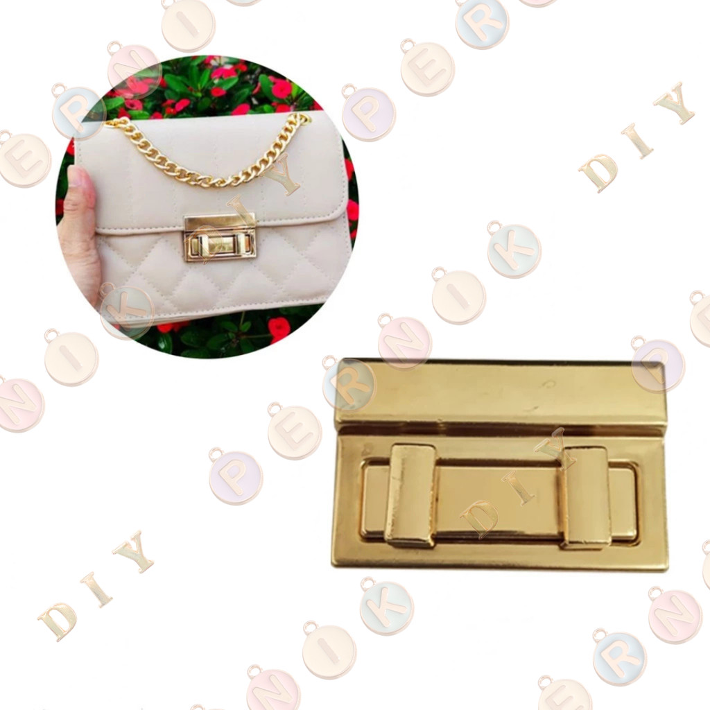 Asesoris Tas Variasi V183 Plat Kotak Kunci Putar - Aksesoris Tas (IMPORT)