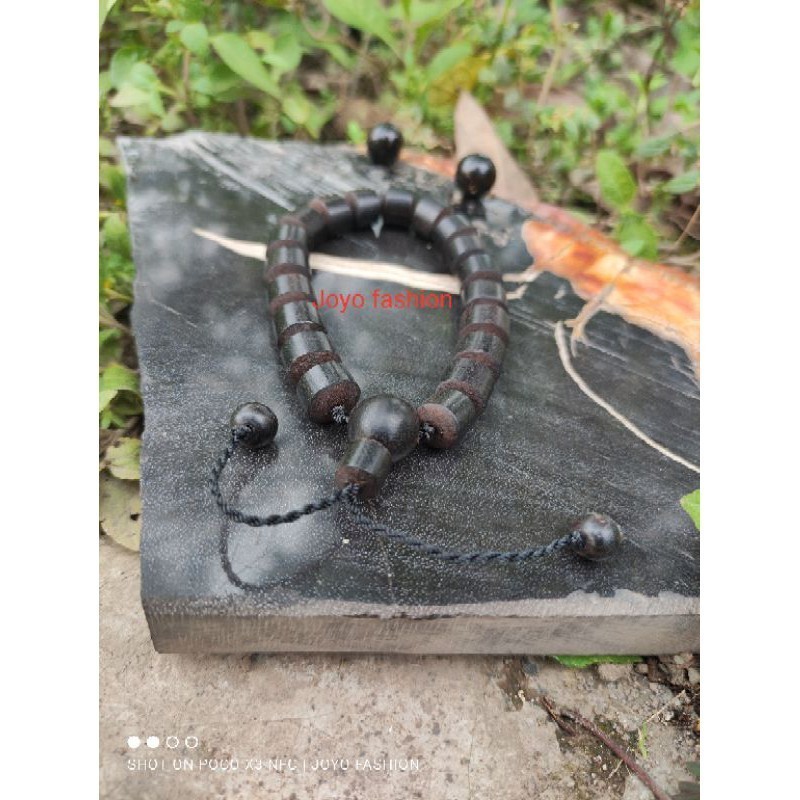 Gelang Tasbih Kalung Fosil Galih Kelor Hitam Tenggelam