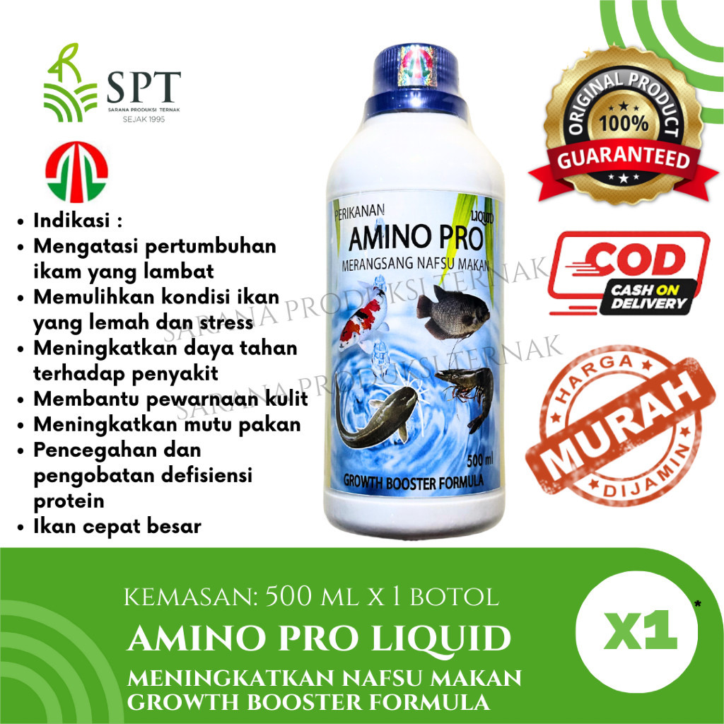 Mulia - AMINO PRO LIQUID 1 liter 1000 ml 250 ml 500 ml PERIKANAN IKAN NAFSU MAKAN ASAM AMINO VITAMIN